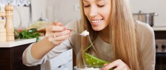 Girl eats cottage cheese